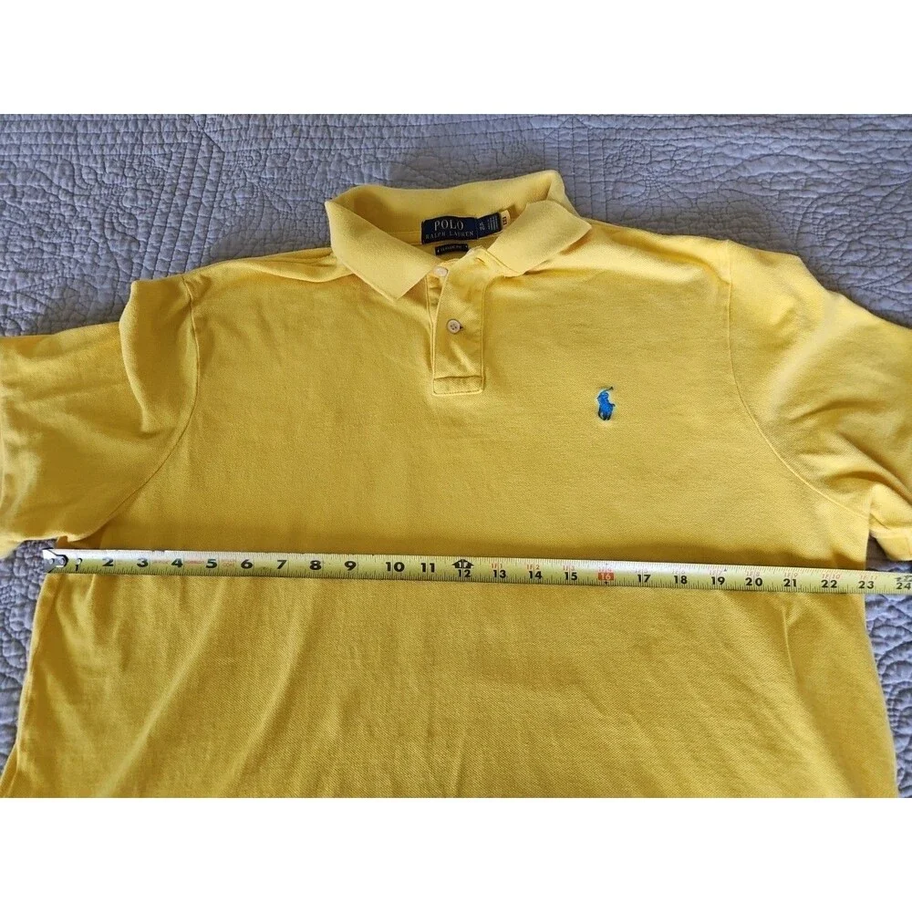 Polo Ralph Lauren Classic Fit Short Sleeve Shirt Size XL Bright Yellow Blue Pony
